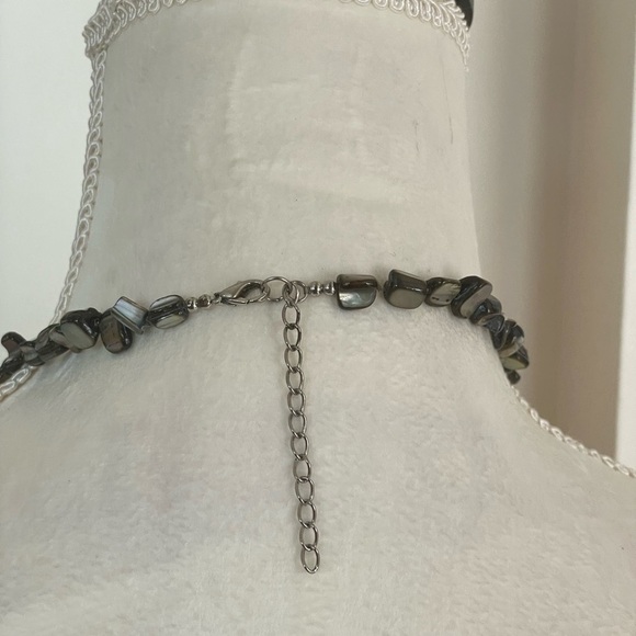 Abalone Shell Statement Leaf Necklace. - Picture 4 of 5